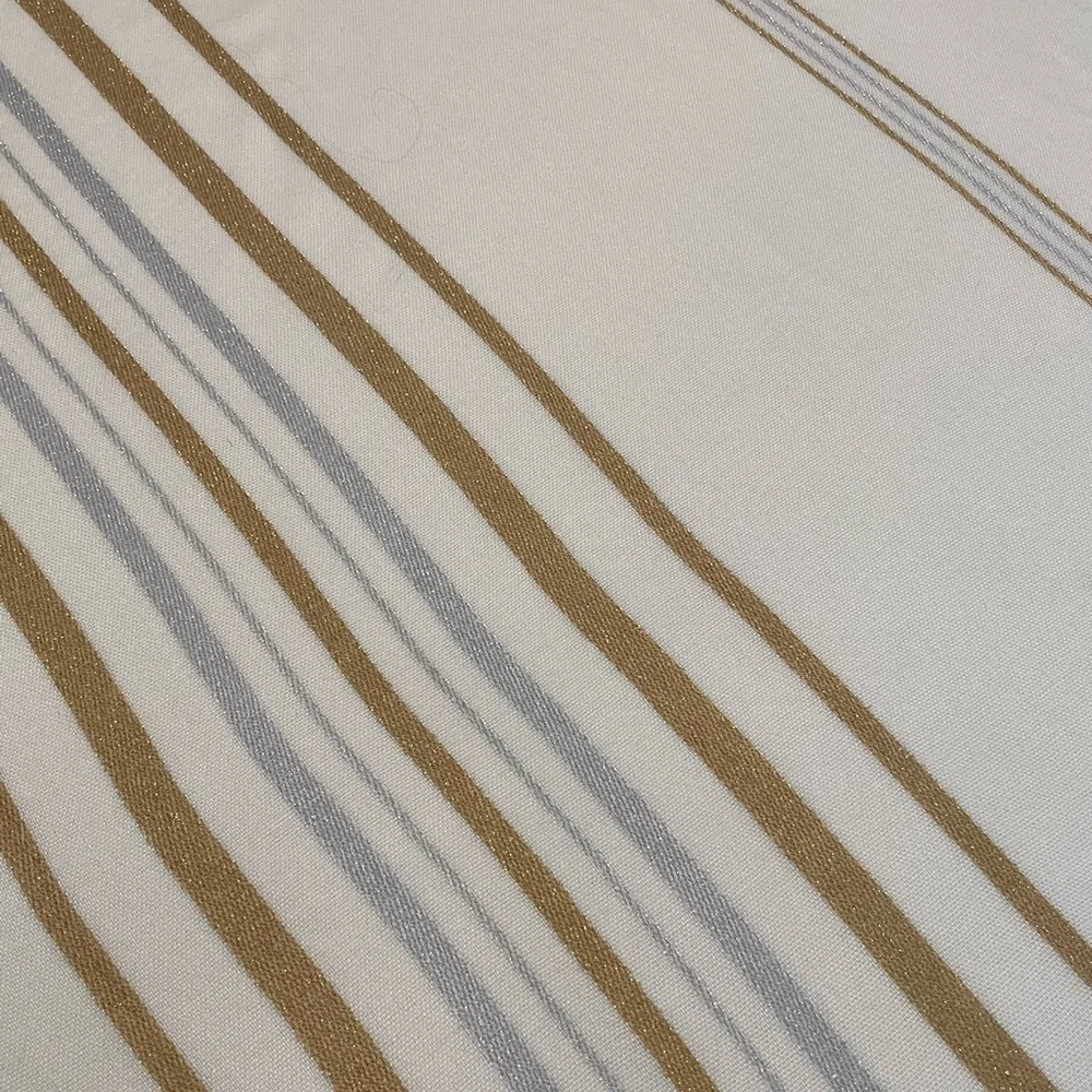 Vera Neumann Elegant Rectangle Cream Tablecloth 60x102 Gold & Silver Stripe NWOT